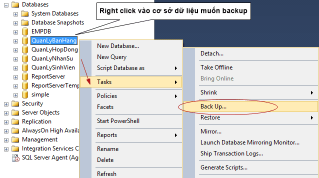 Sao lưu và phục hồi dữ liệu trong SQL server